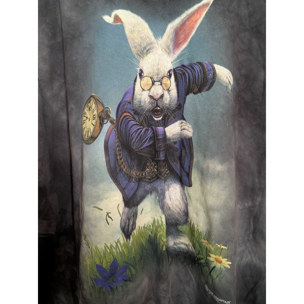The Mountain 5XL White Rabbit Graphic Tie Dye T Shirt Alice Wonderland Fantasy